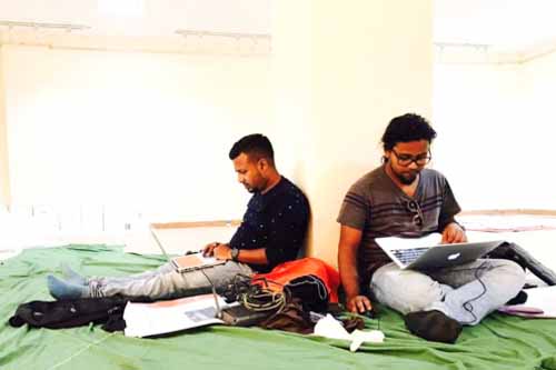 Curator and Team member at work, Egaro Photo Festival, Nazrul Kalakshetra, Agartala